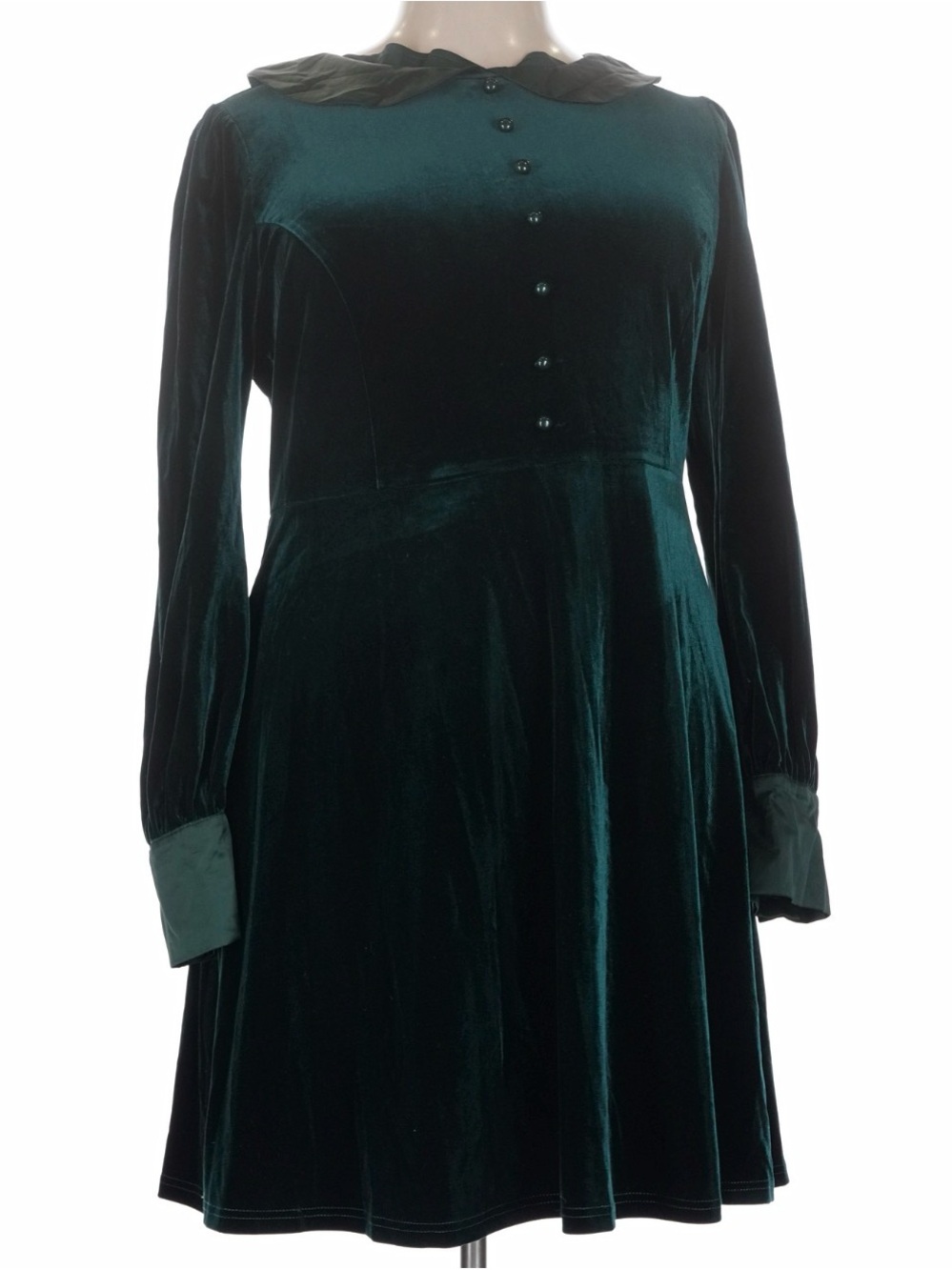 Voodoo Vixen Emerald Green Velvet Long-Sleeve Dress